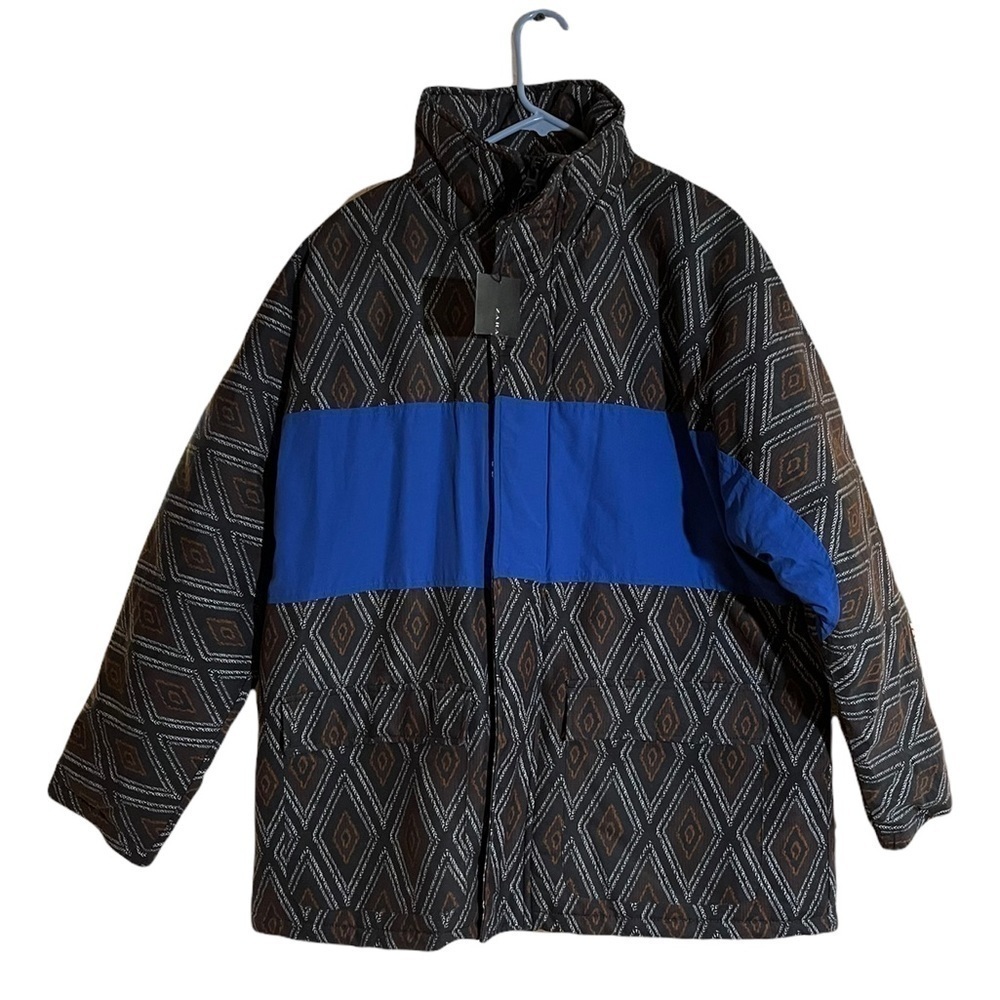 NWT- ZARA Man Over Sized Jacket Coat Geometric-Tribal - Aztec Pattern Size Med